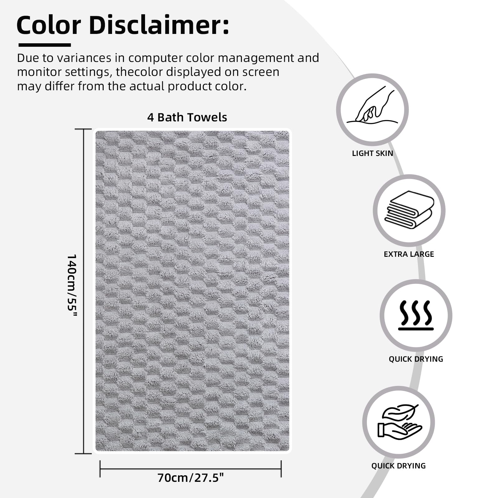 Meishiqi mixed-color towel set to match bathroom decor.