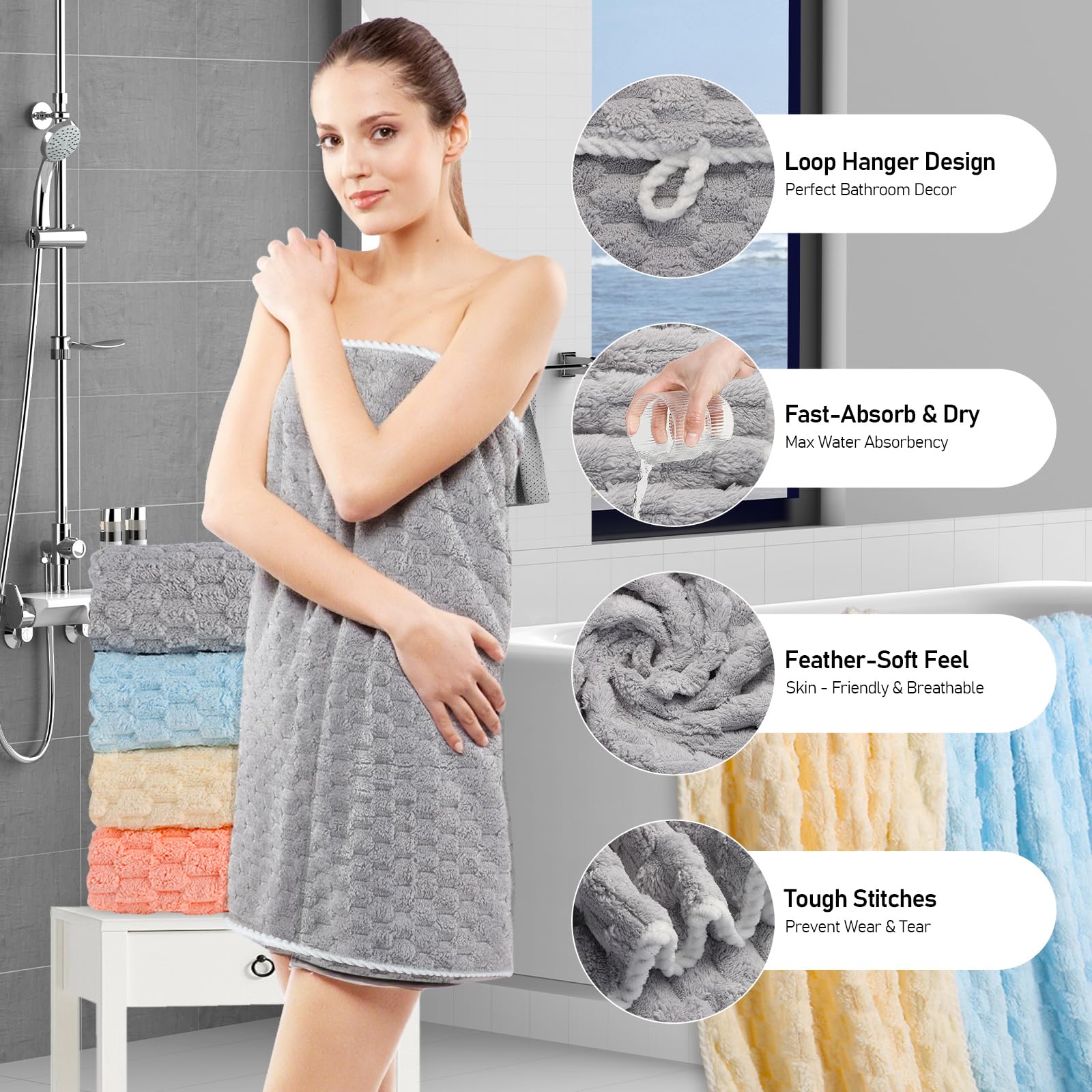 Meishiqi quick-dry bath towels designed to stay soft after use.