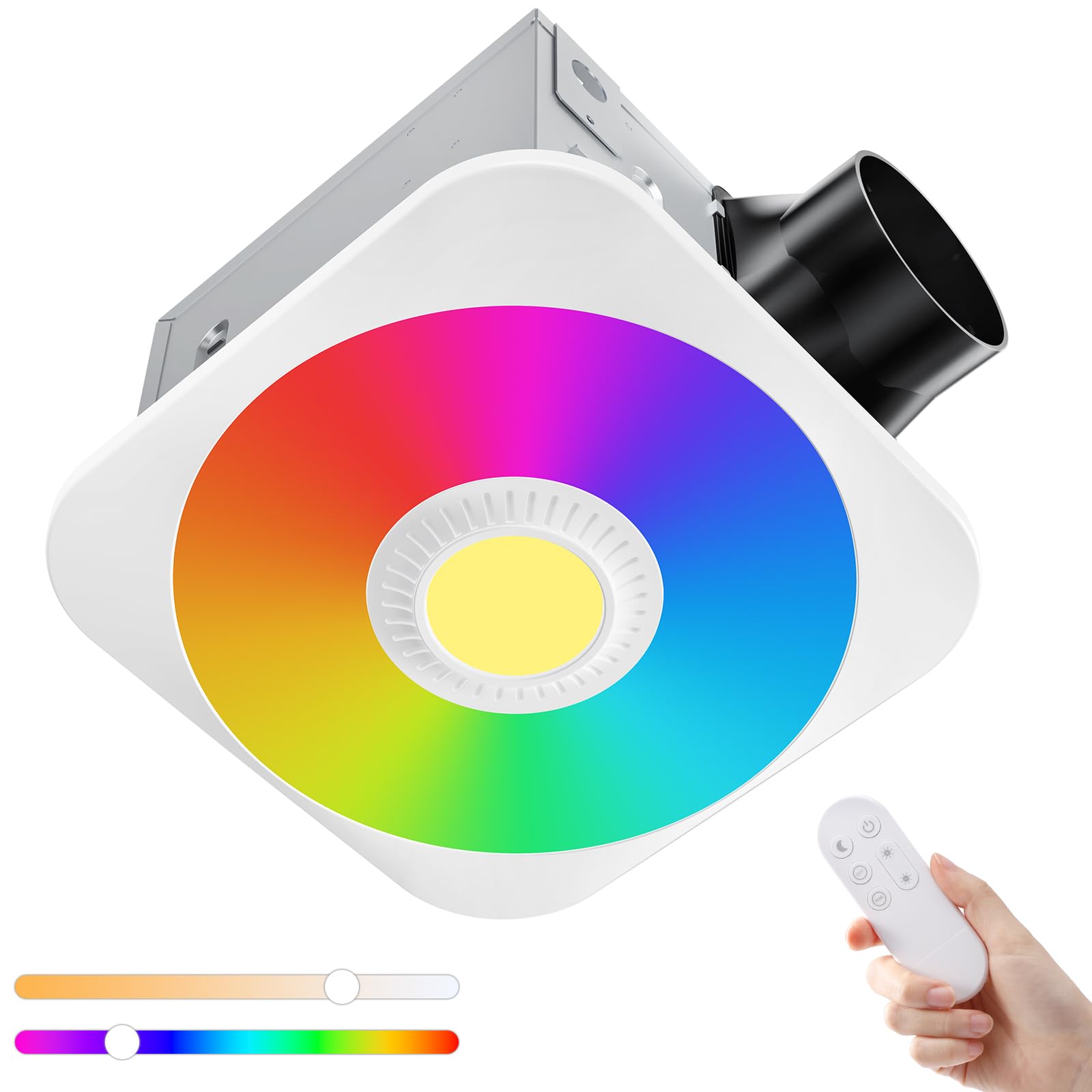 MEIUOI bathroom fan with light front view shows 160 CFM for moisture removal.