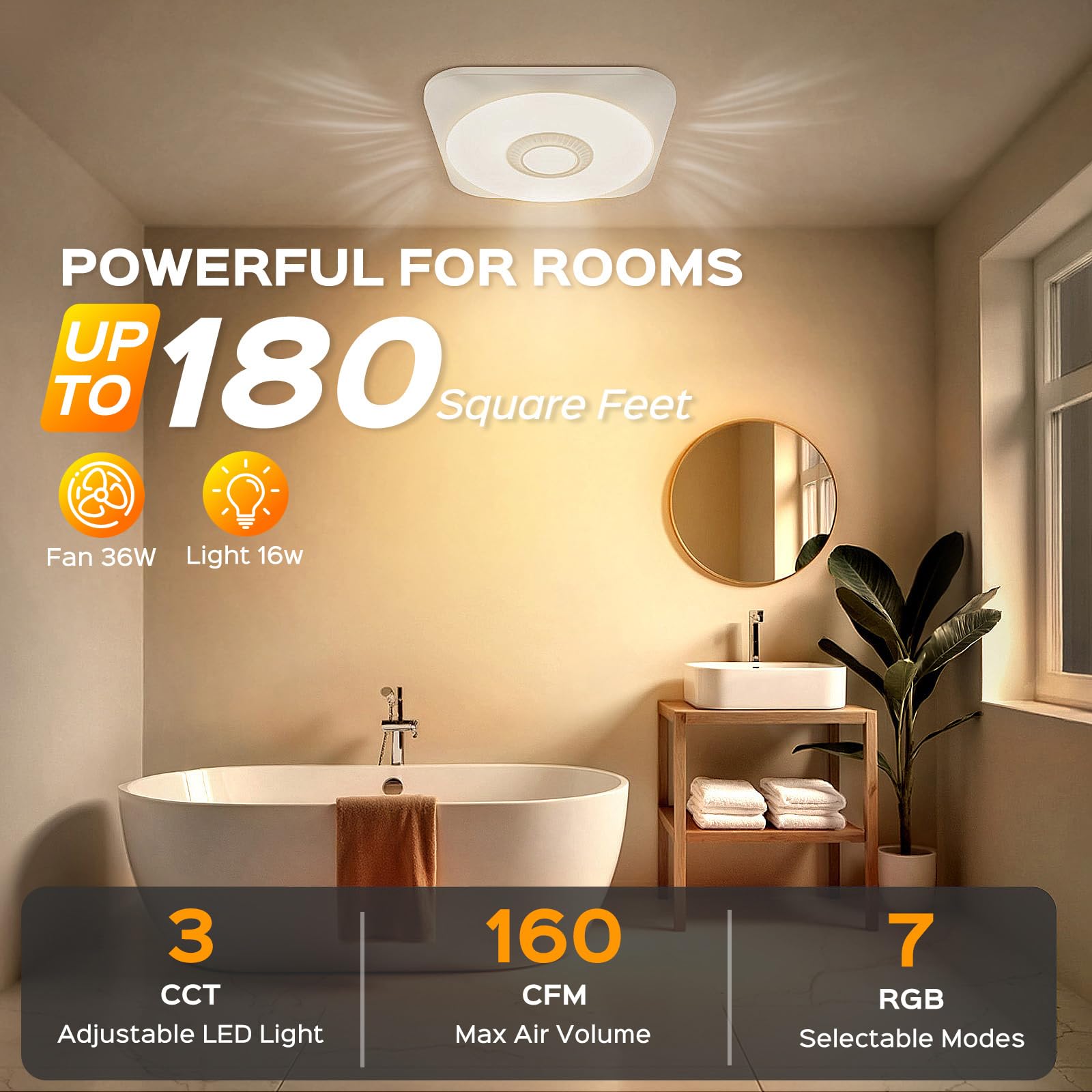 MEIUOI 4-inch duct connection supports standard bathroom layouts.
