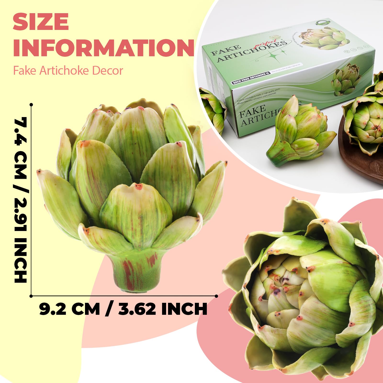 Meiwlong realistic artificial artichokes enhance home decor and bowls.