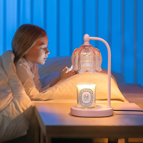 MEIXISUE pink warmer in a bedroom setting for gentle scent and ambiance.