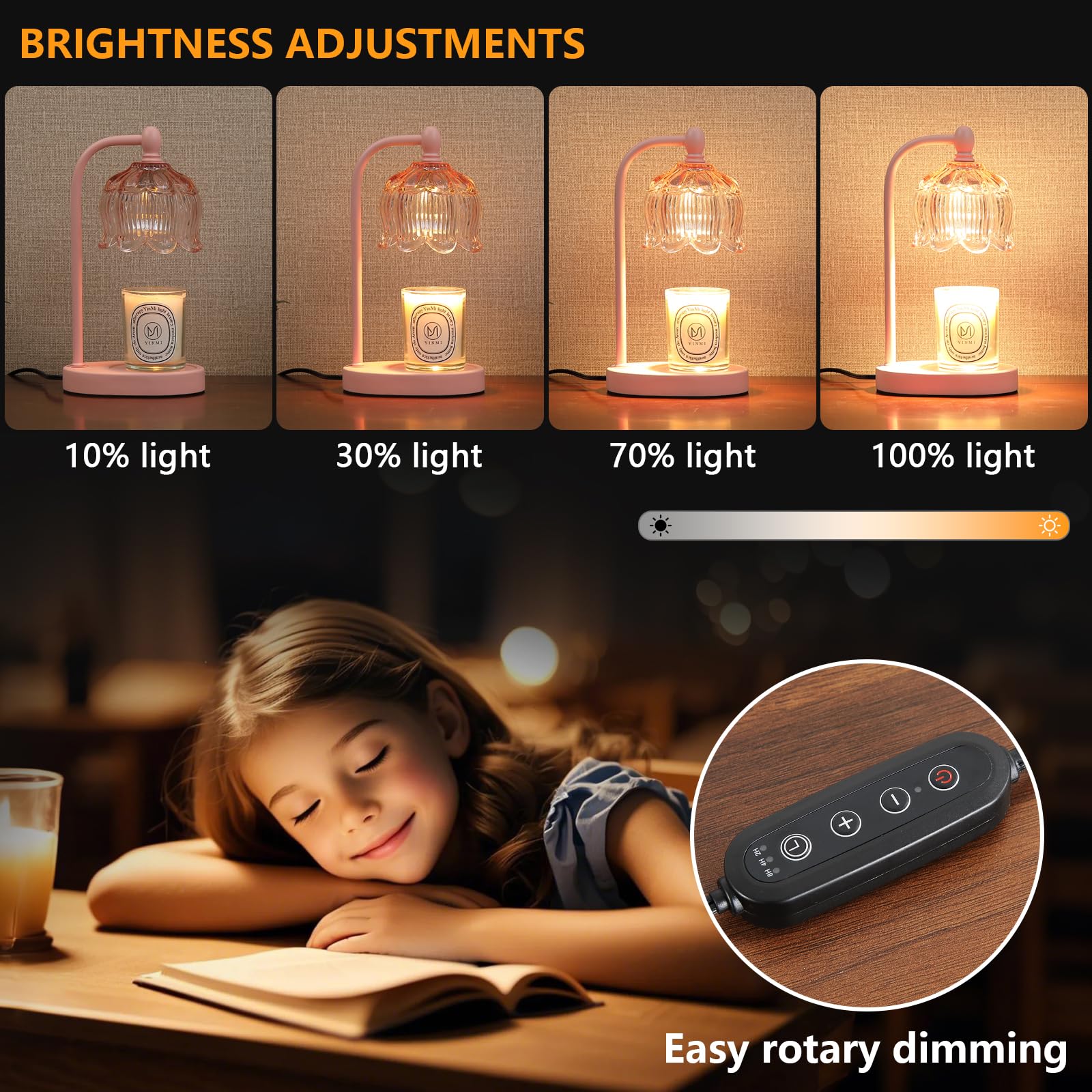 MEIXISUE pink candle warmer lamp with two bulbs included for immediate use.