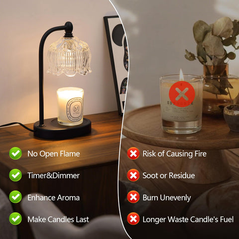 MEIXISUE wax melt warmer melts jar candles safely without flame or soot