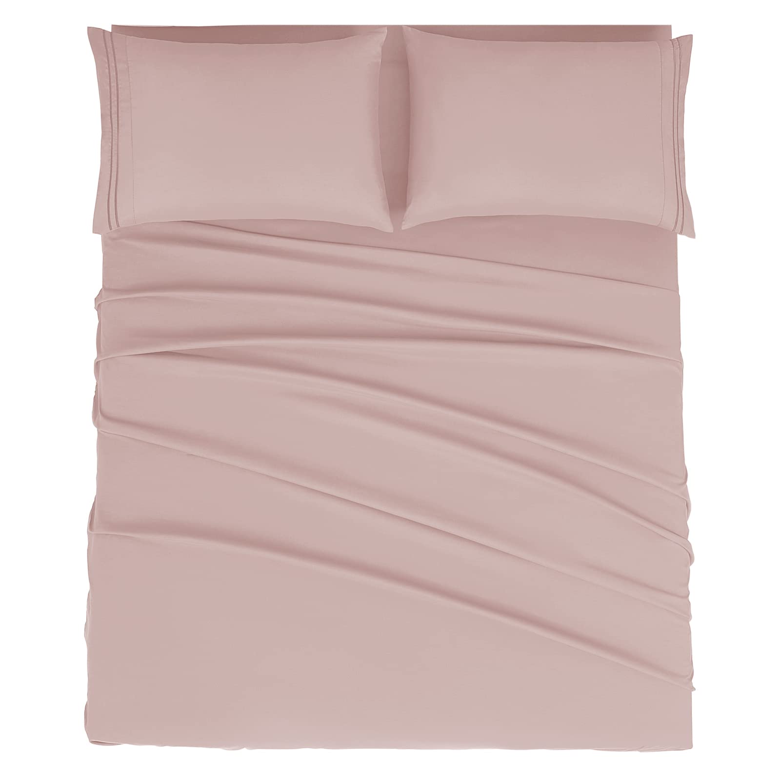 Mejoroom king-size dusty pink sheet set with deep pockets delivering soft, breathable comfort.