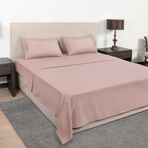 Mejoroom 16-inch deep-pocket fitted sheet in dusty pink for secure, wrinkle-free sleep.