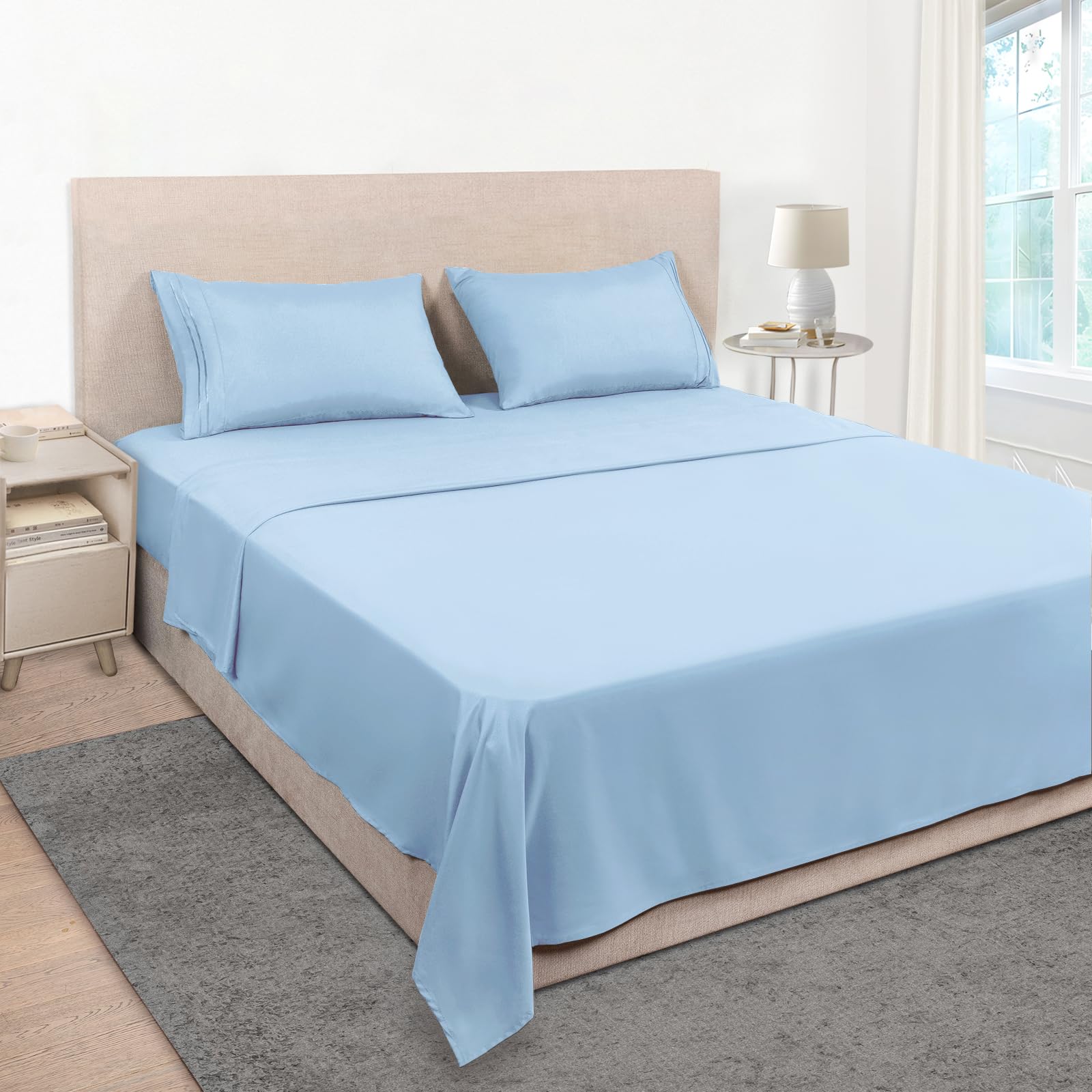 Mejoroom Queen Sheet Set package showing contents for easy setup