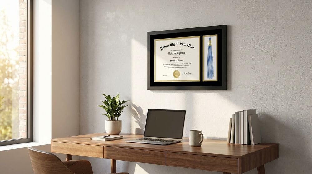 Tassel and diploma ready to hang in MELANNCO frame