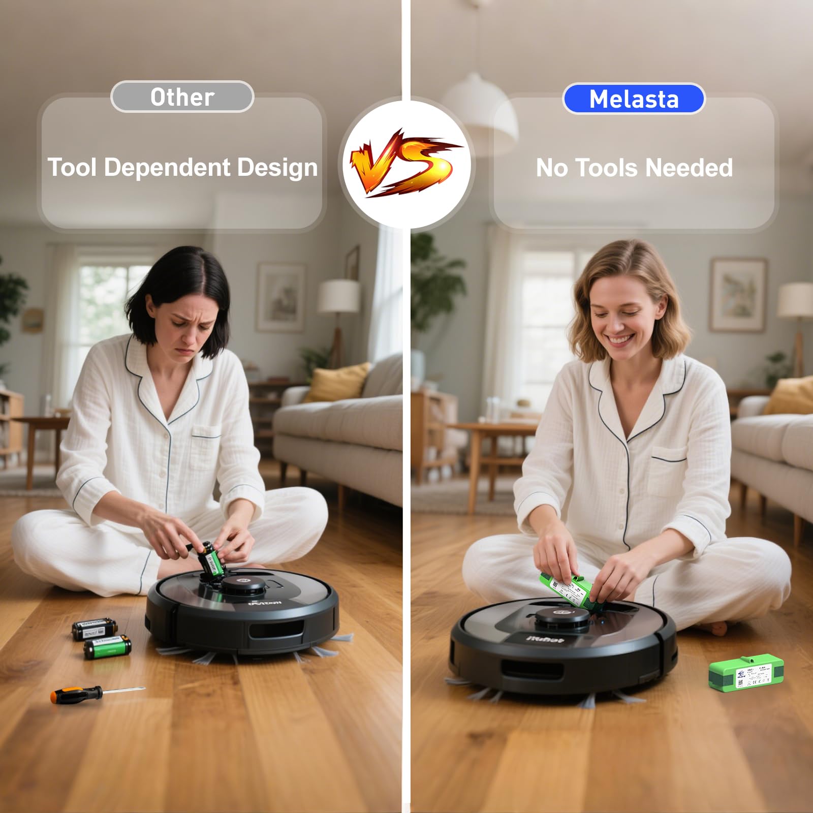 Melasta 5000mAh Roomba battery for 640-645-790 models extended operation