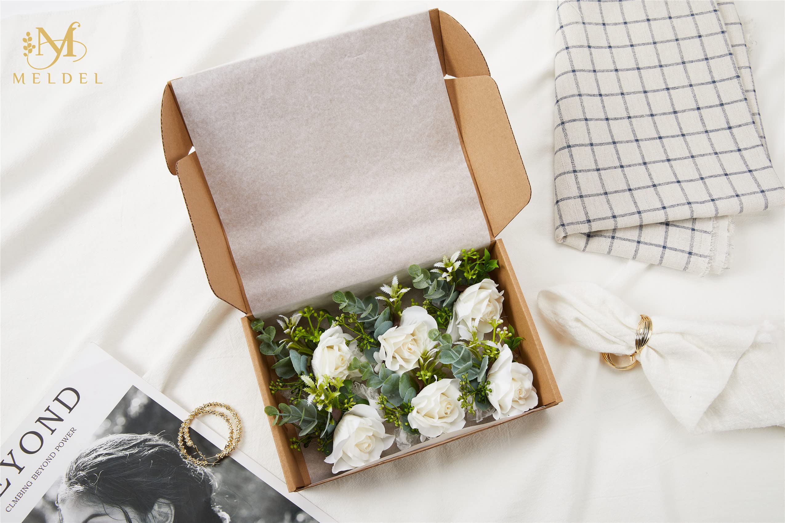 Meldel prom wrist corsage with ivory rose ideal for festive events