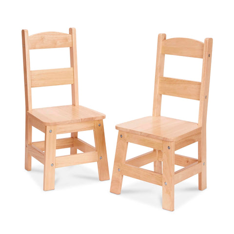 Melissa & Doug wooden chair blonde front view shows sturdy kid-friendly seating.