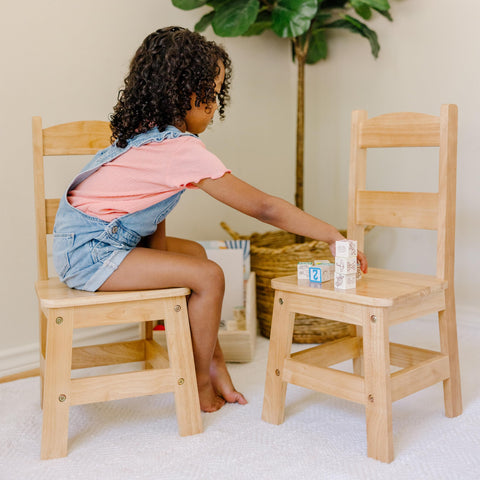 Melissa & Doug wooden chair blonde reinforced design supports confident playtime.