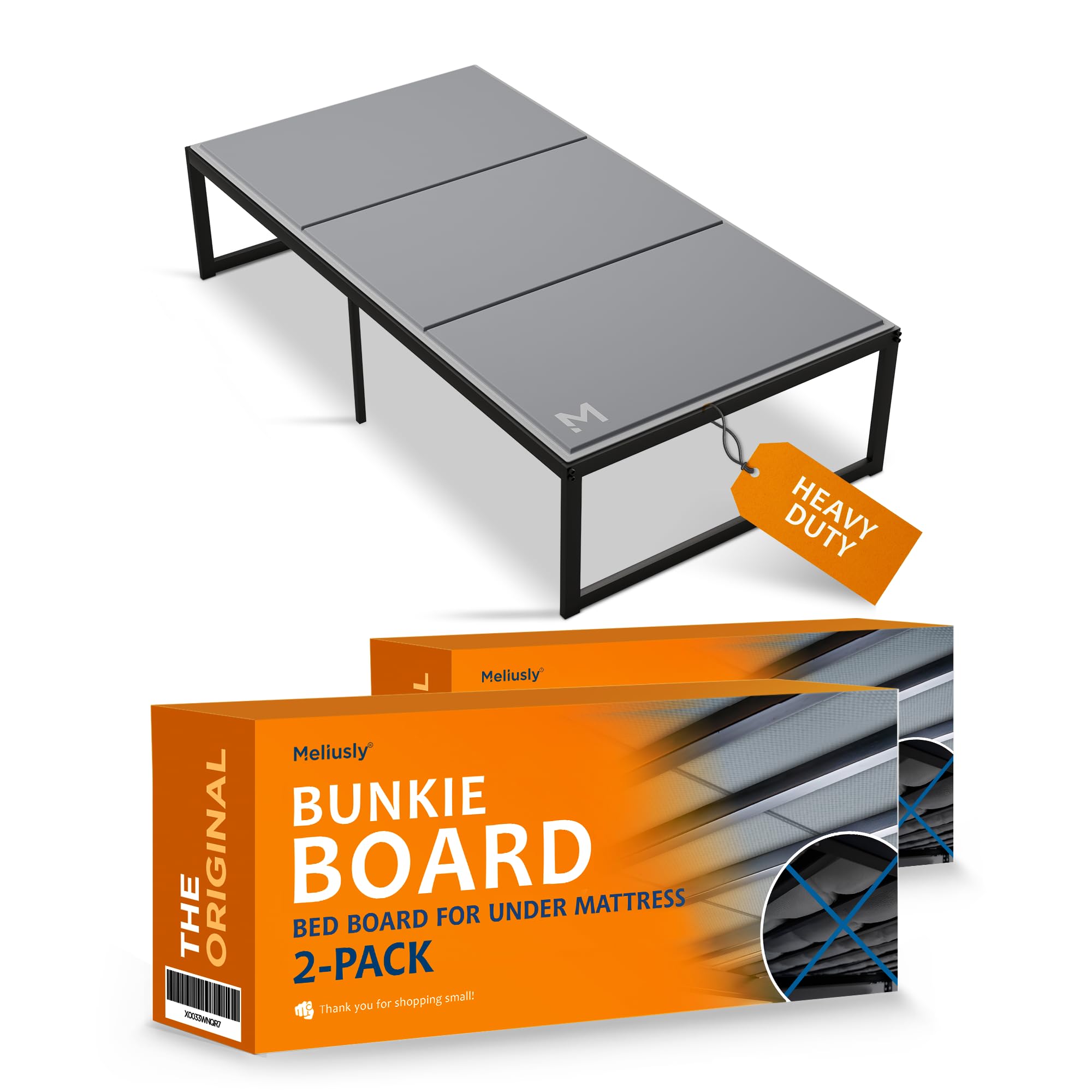 Meliusly heavy-duty bunkie board twin 38x75 front view with ultra-slim profile for hidden fit