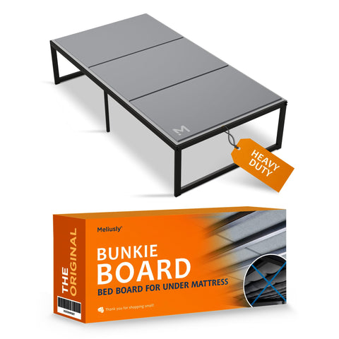 Meliusly heavy duty bunkie board twin front view, ultra-thin profile for seamless mattress fit.
