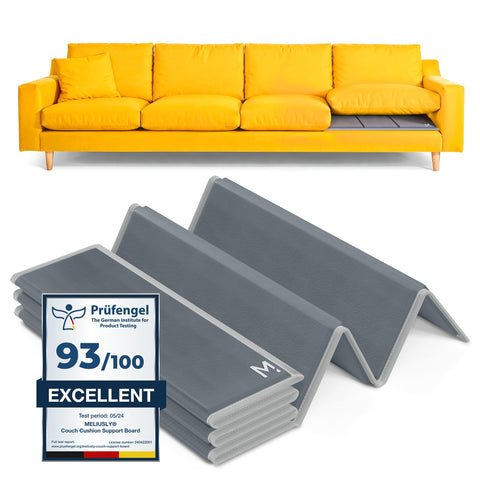 Meliusly heavy-duty couch cushion support installed under cushions for a firmer seating surface.