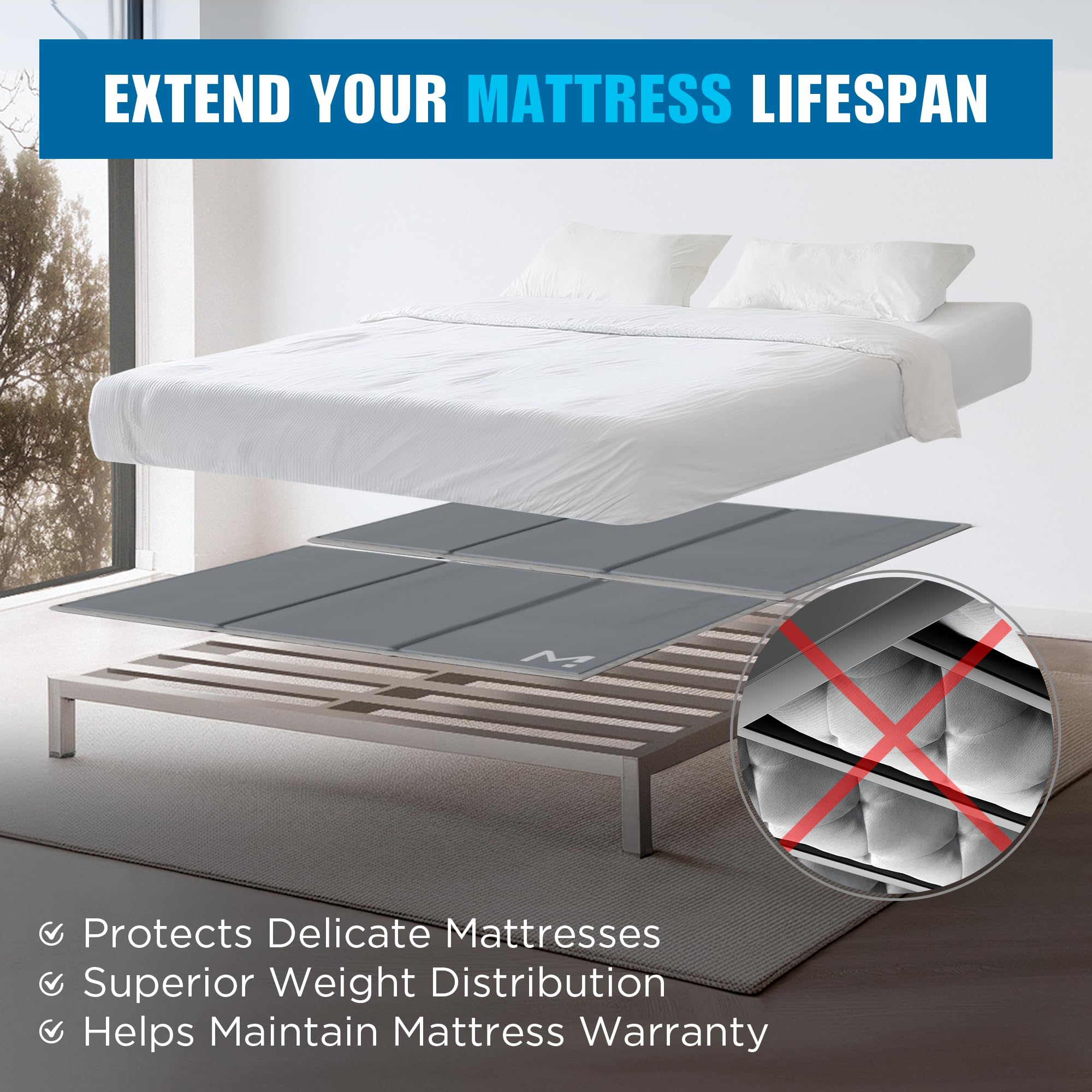 Meliusly bunkie board with a noise-free design for quiet nights.