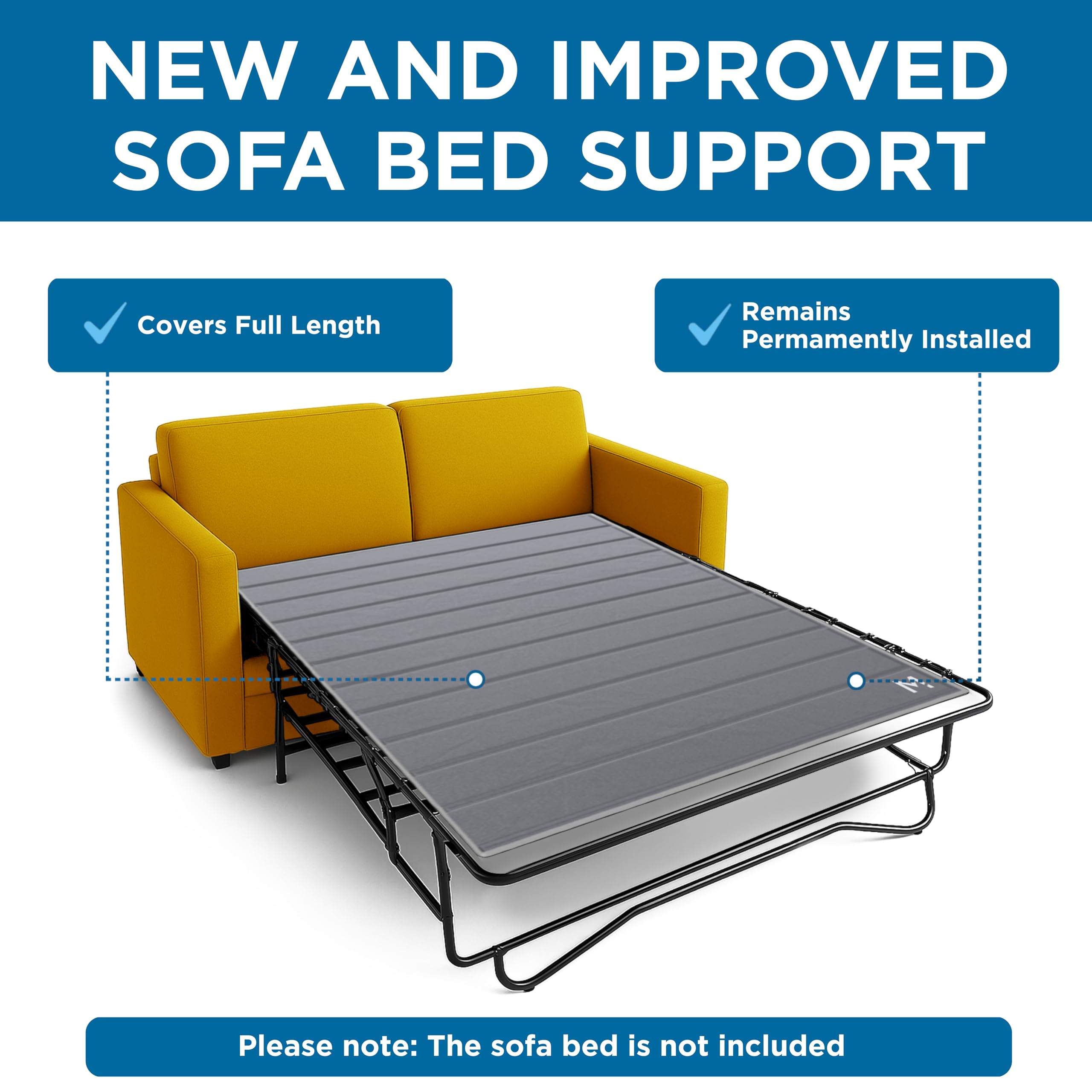 Meliusly SleeperSaver under the mattress enables smooth folding with the sofa frame.