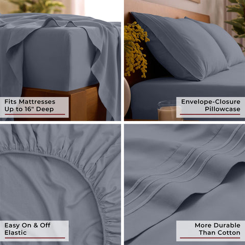 Deep pockets up to 16 inches ensure secure fit on thick mattresses.