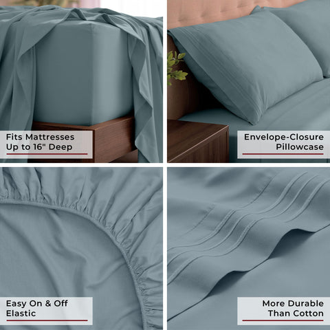 Mellanni easy-care tag highlights machine wash and low-heat tumble-dry efficiency.