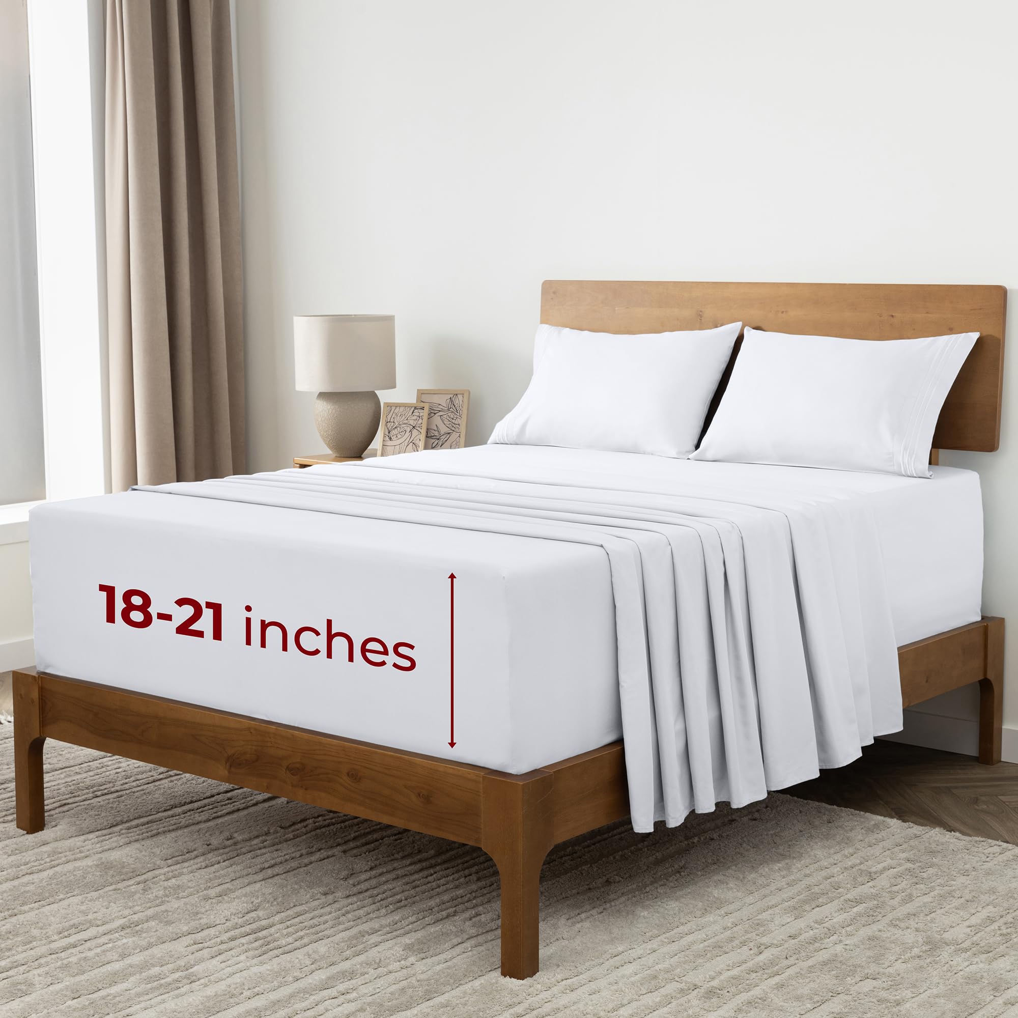 Mellanni extra deep king fitted sheet close-up showing ultra-secure 21-inch pockets.