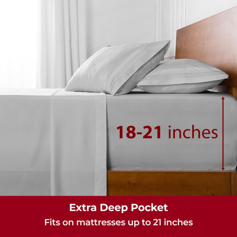 Bedroom setup featuring Mellanni sheets conveys cooling comfort