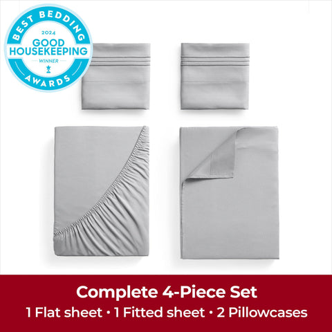 Deep-pocket illustration shows secure fit on mattresses up to 21 inches