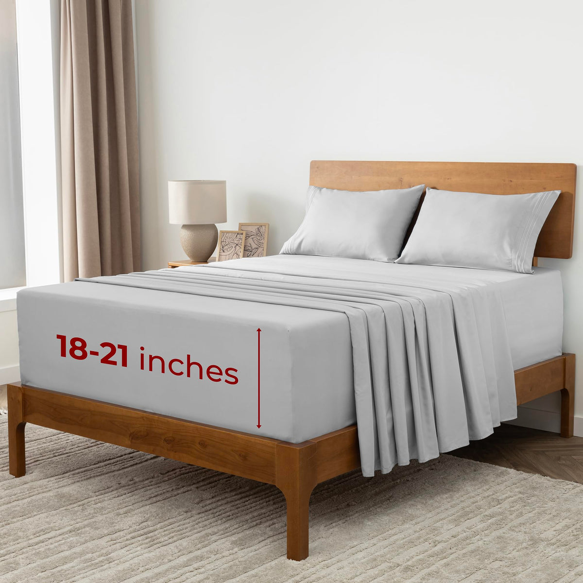 Mellanni Extra Deep King Sheets front view showing a complete four-piece set