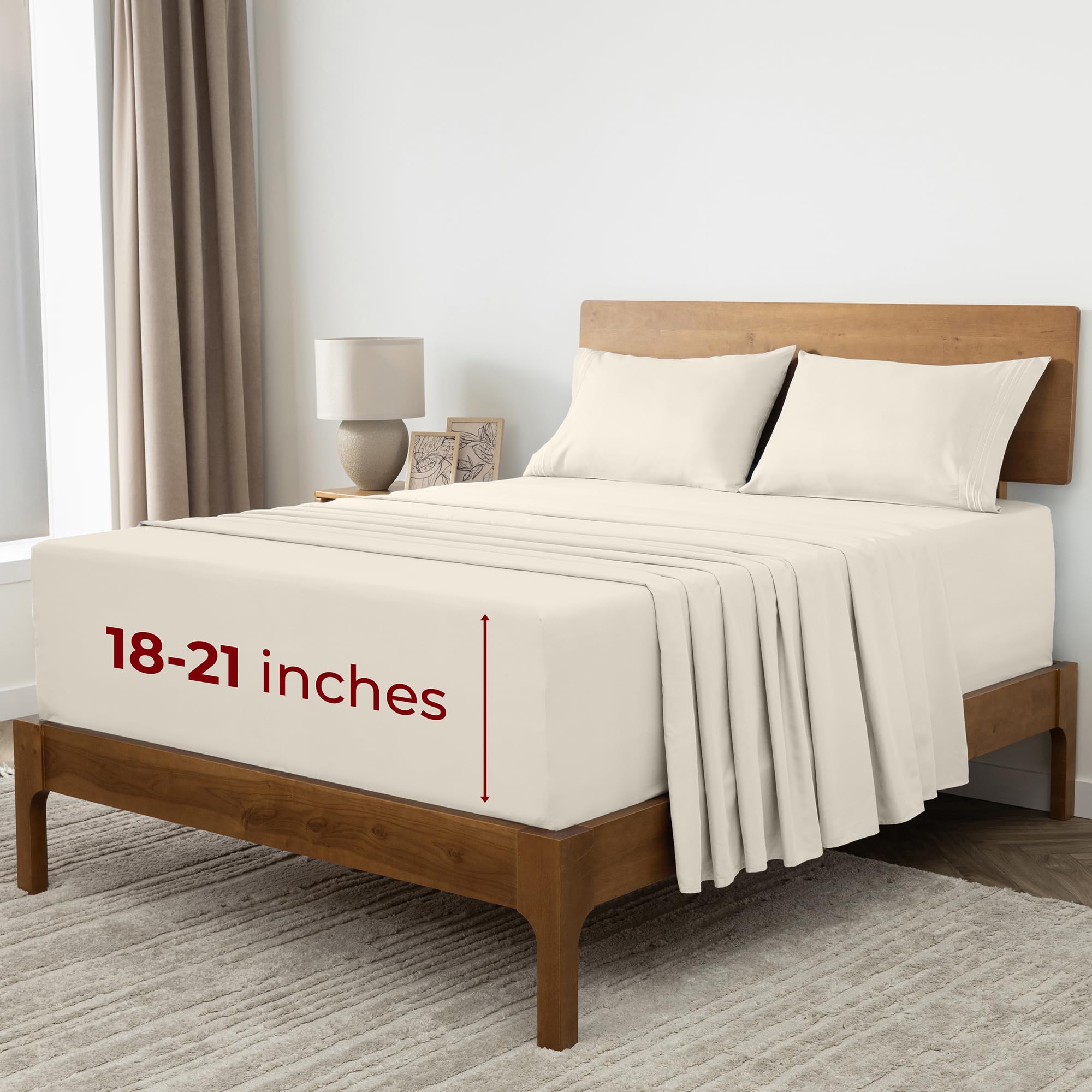 Mellanni extra deep queen sheets four piece set with deep pockets for thick mattresses.