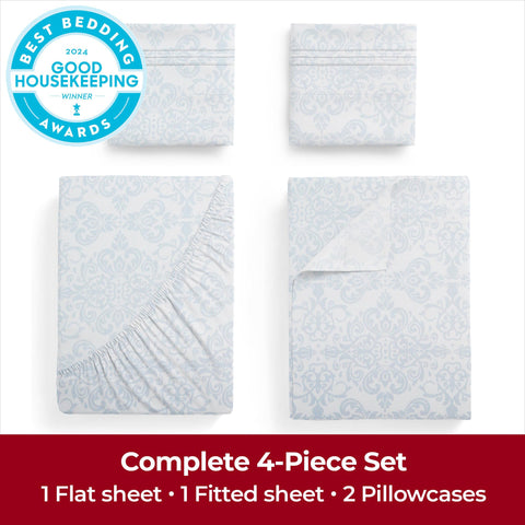 Mellanni king sheets closeup microfiber softness highlights silky texture and everyday comfort.