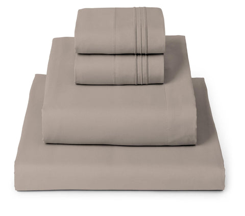 Mellanni king sheets set on bed for hotel-like luxury and comfort.