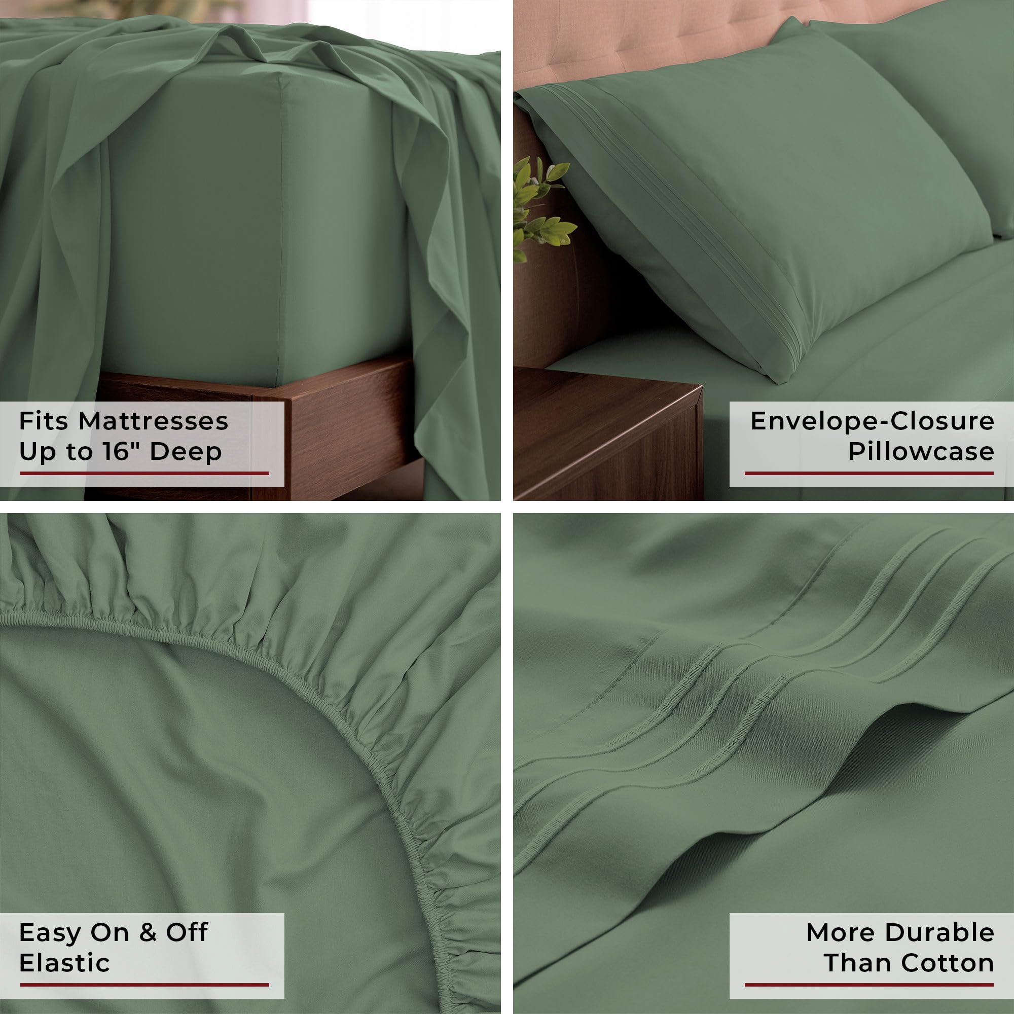 Mellanni King Sheets Sage pillowcases with the set for complete comfort