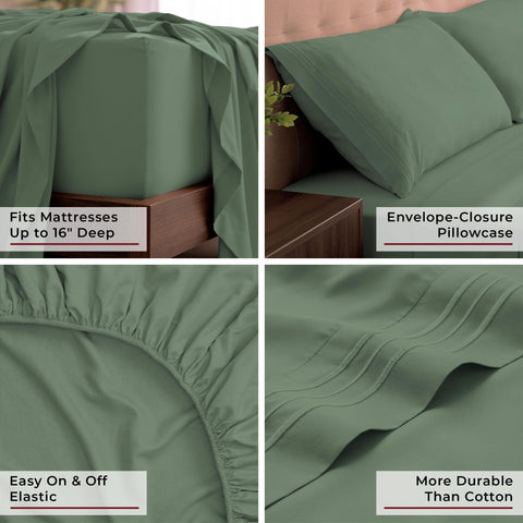 Mellanni King Sheets Sage pillowcases with the set for complete comfort