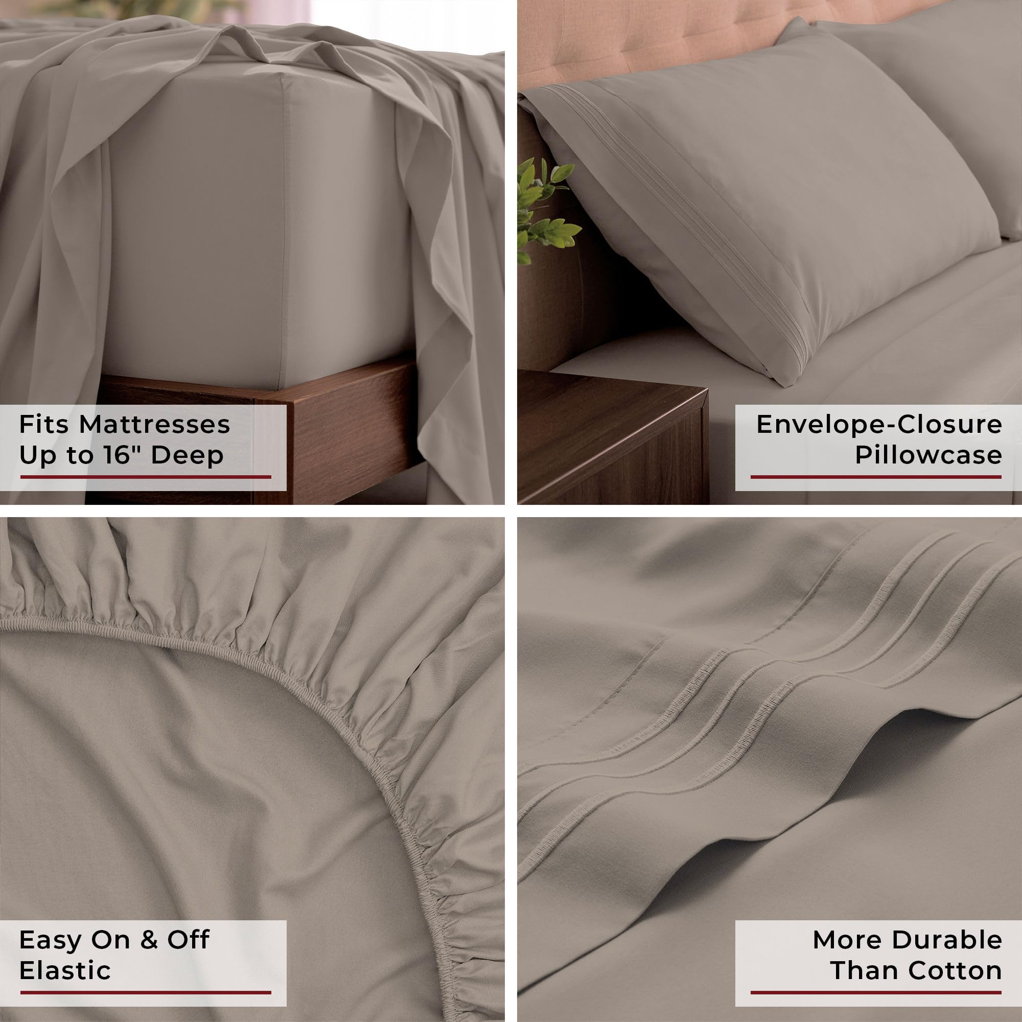 Mellanni king sheets wrinkle-free and fade-resistant for easy care.