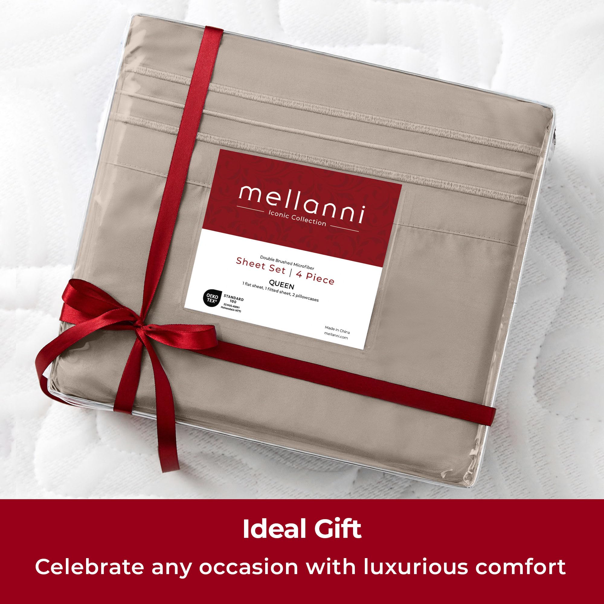 Mellanni lifetime promise badge on packaging conveys trusted purchase.