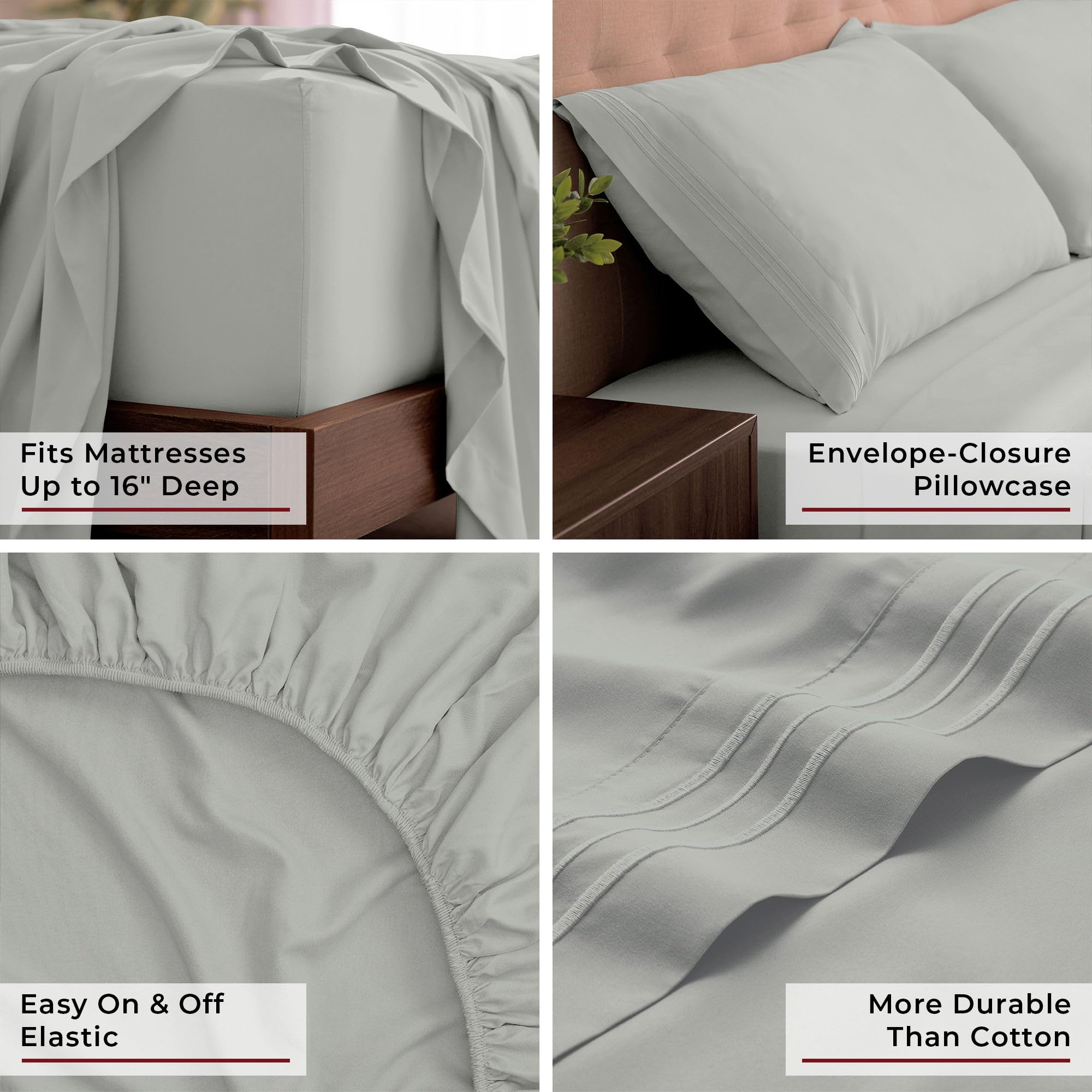 Mellanni pillowcases included for restful sleep and crease resistance.