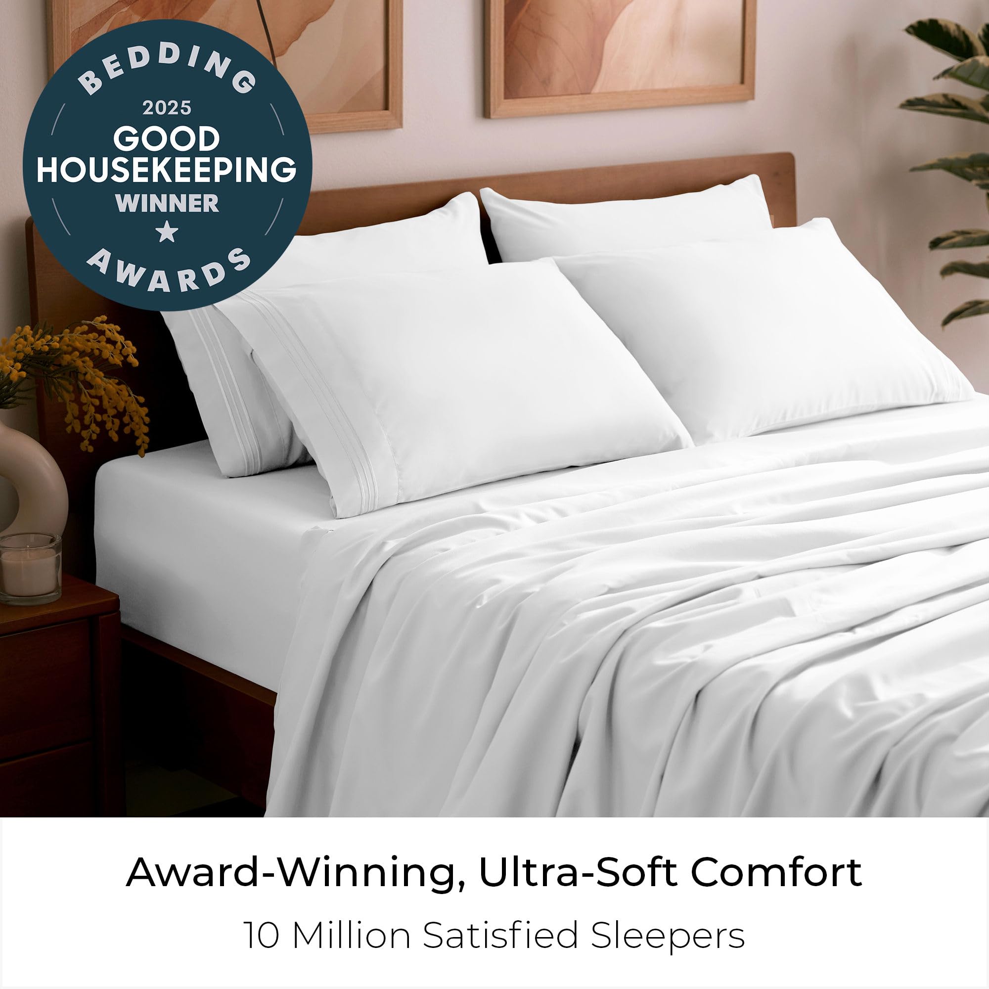Mellanni queen sheet set deep-pocket fits up to 16 inches for secure coverage.
