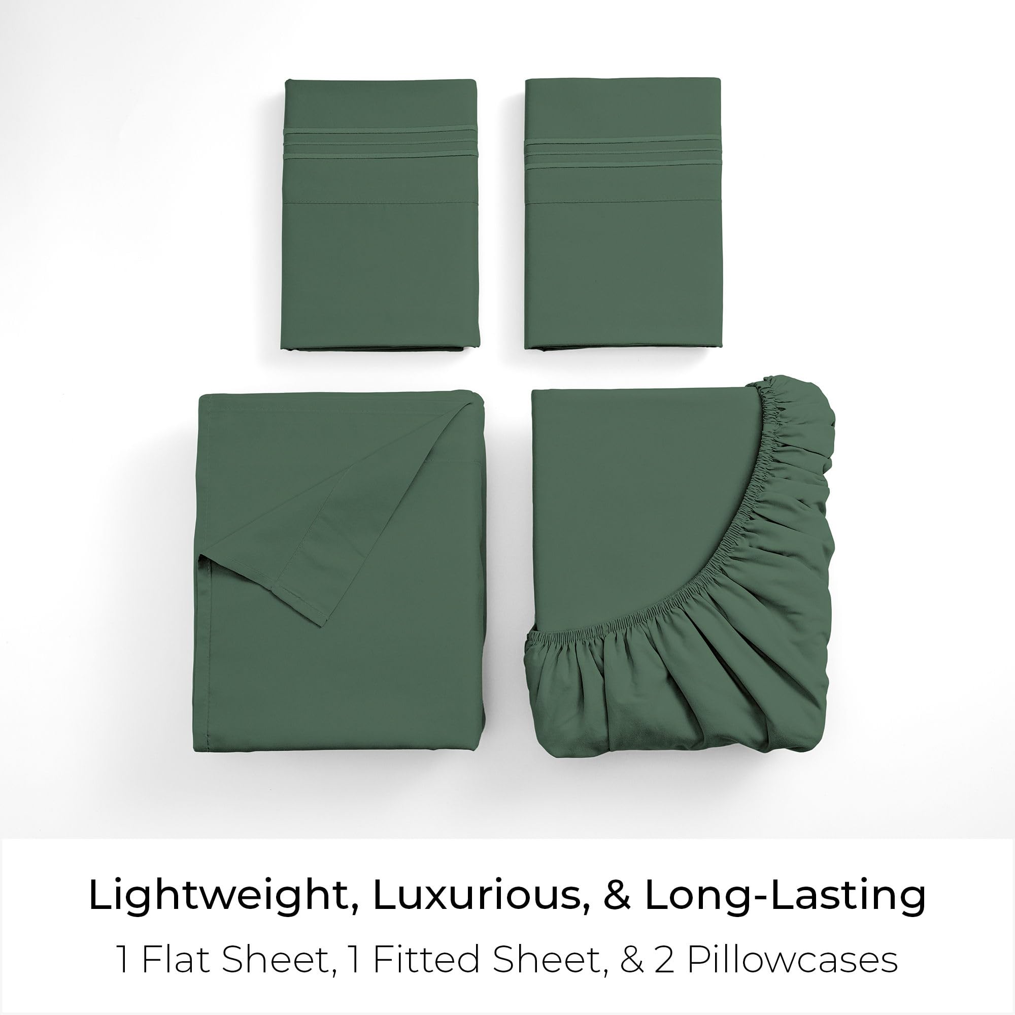 Mellanni microfiber pillowcases in emerald-green demonstrate quick-drying, wrinkle-resistant performance.