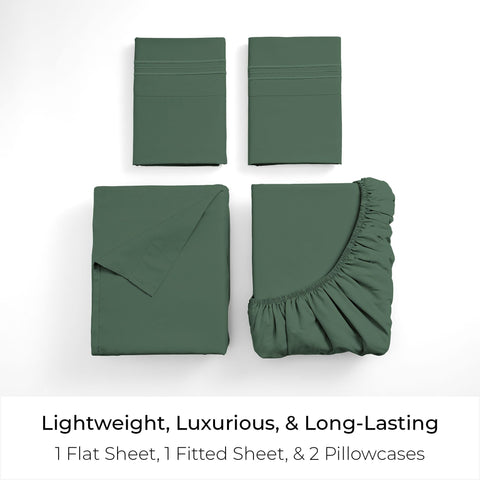 Mellanni microfiber pillowcases in emerald-green demonstrate quick-drying, wrinkle-resistant performance.
