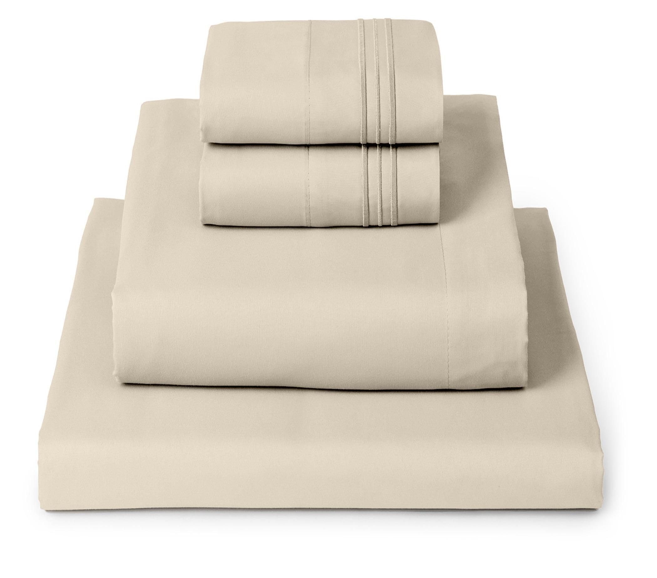 Mellanni queen sheets close-up of ultra-soft microfiber for year-round comfort.