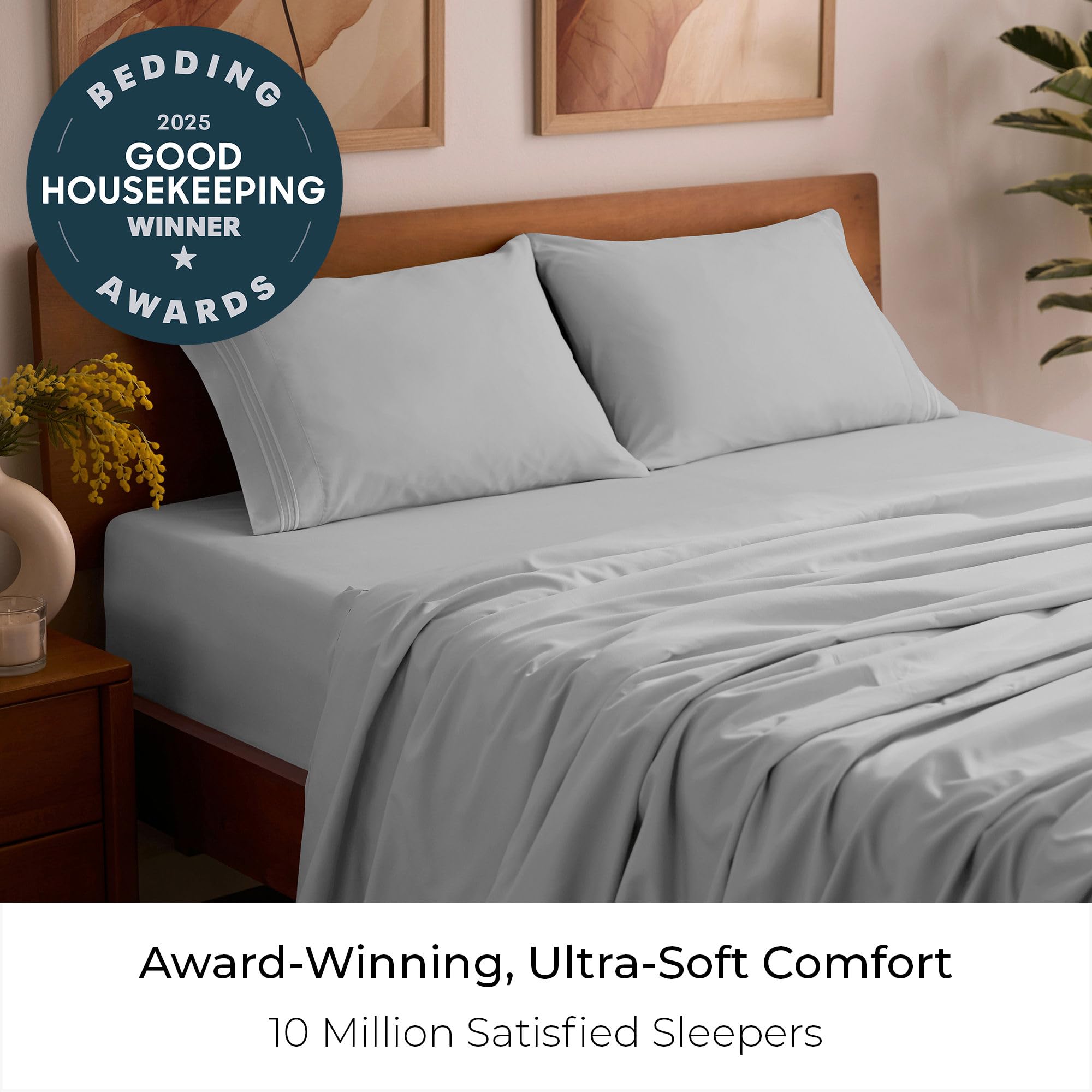 Mellanni queen sheets iconic collection flat sheet draped smoothly for cooling comfort