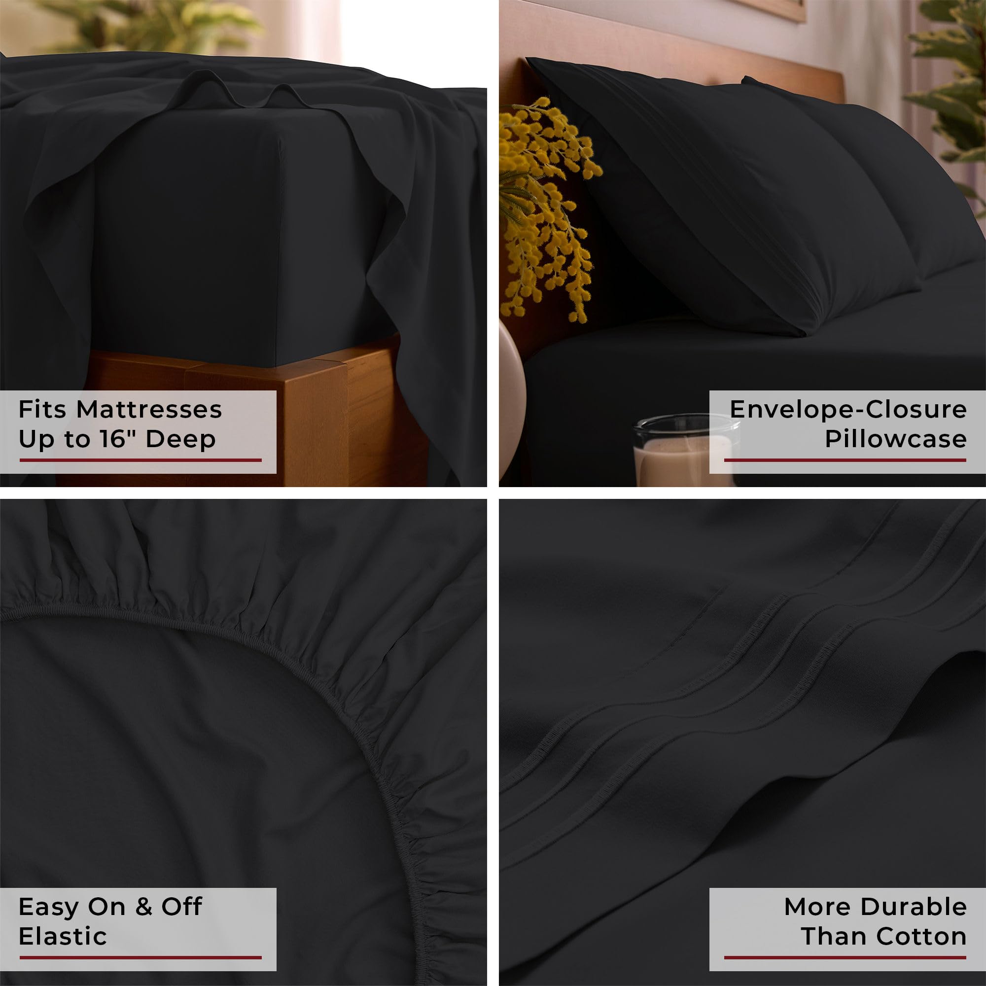 Mellanni queen sheets lightweight breathable fabric for all-season comfort