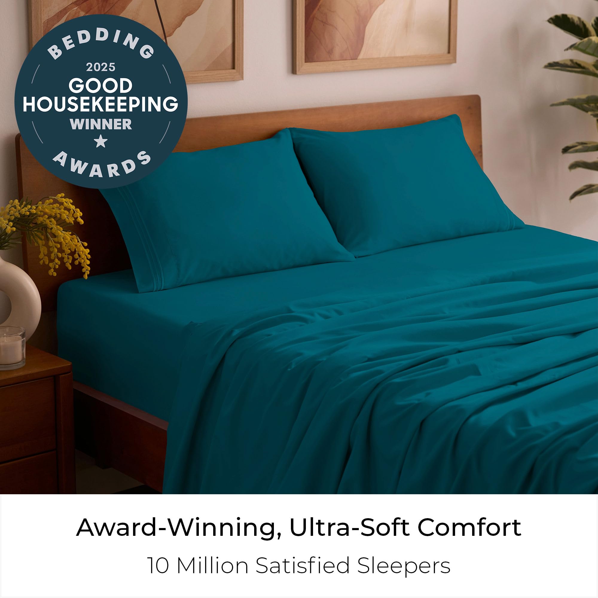 Mellanni queen sheets on bed showcase breathable, cooling comfort.