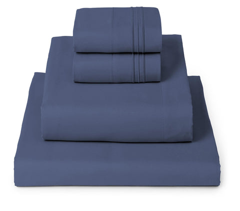 Mellanni Queen Sheets Set in Blue Nova with soft-touch for all-season comfort