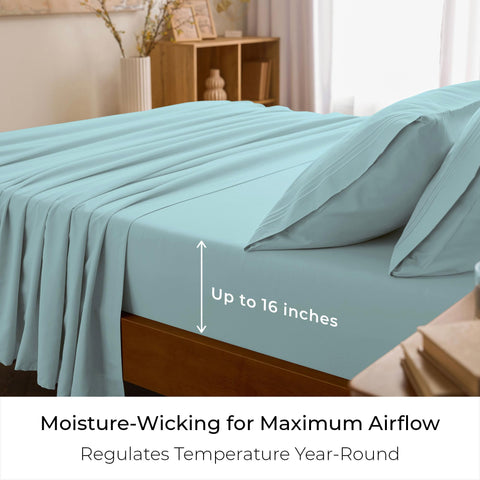 Mellanni care label indicating machine wash ease and wrinkle resistance.