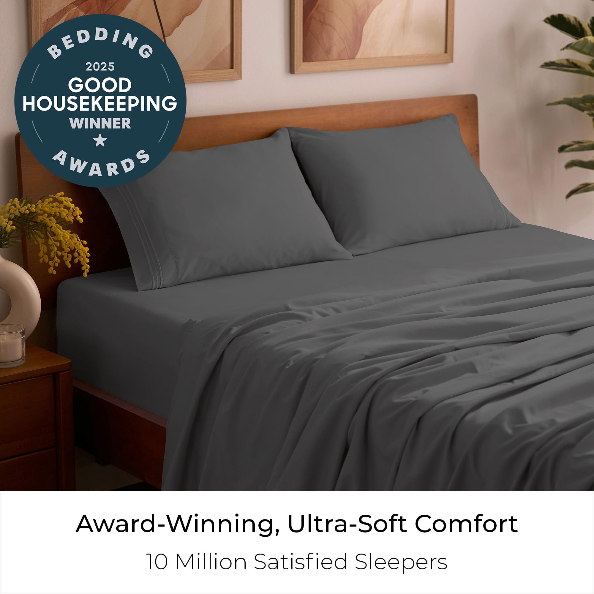 Mellanni queen sheets set close-up microfiber texture emphasizes breathable, durable fibers.