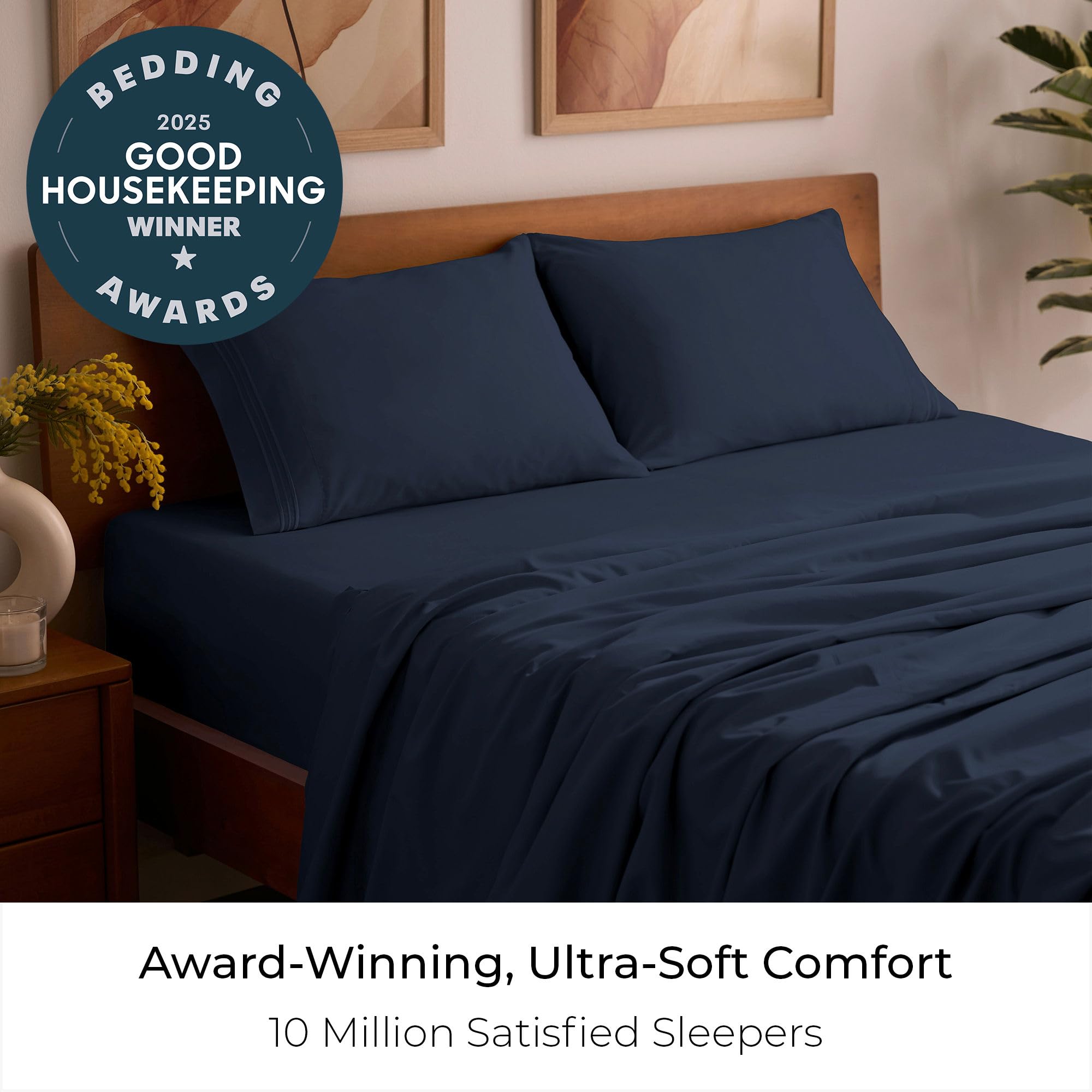 Mellanni queen sheets set flat sheet offering full coverage and soft comfort.