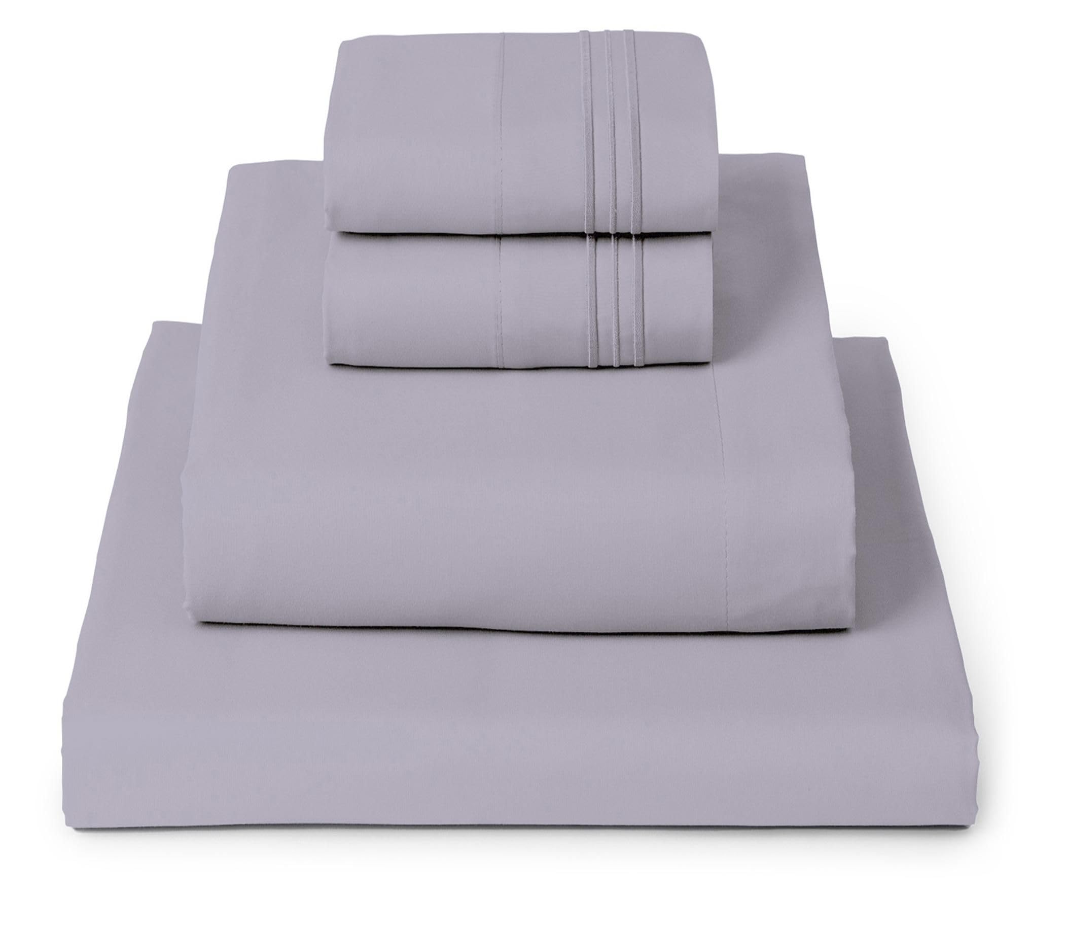 Mellanni queen sheets set on a lavender bed showing luxurious, airy comfort