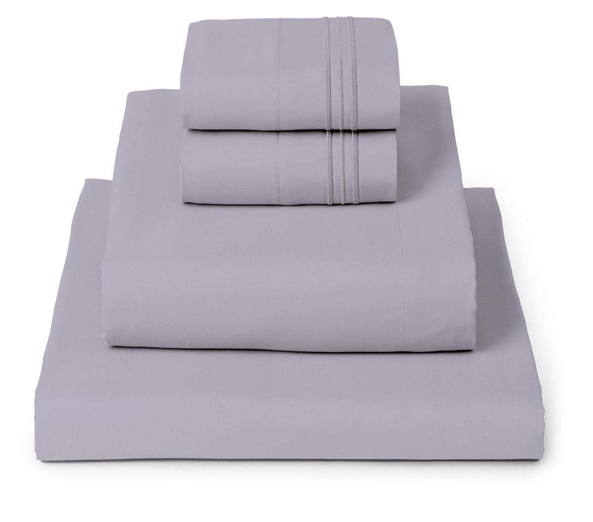 Mellanni queen sheets set on a lavender bed showing luxurious, airy comfort