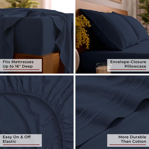Mellanni queen sheets set OEKO-TEX certified fabric ensuring safety and easy care.