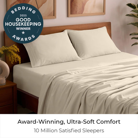 Mellanni queen sheets on bed showing plush softness and drape.
